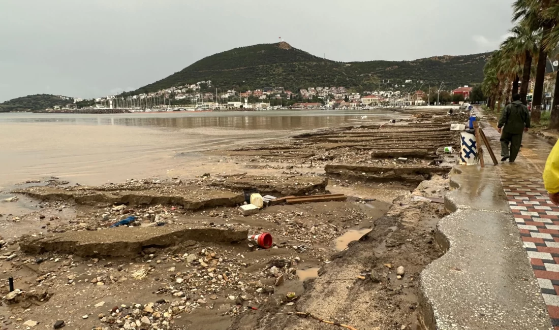 Foça genelinde etkili olan şiddetli sağanak yağış sonucunda ilçemizde büyük