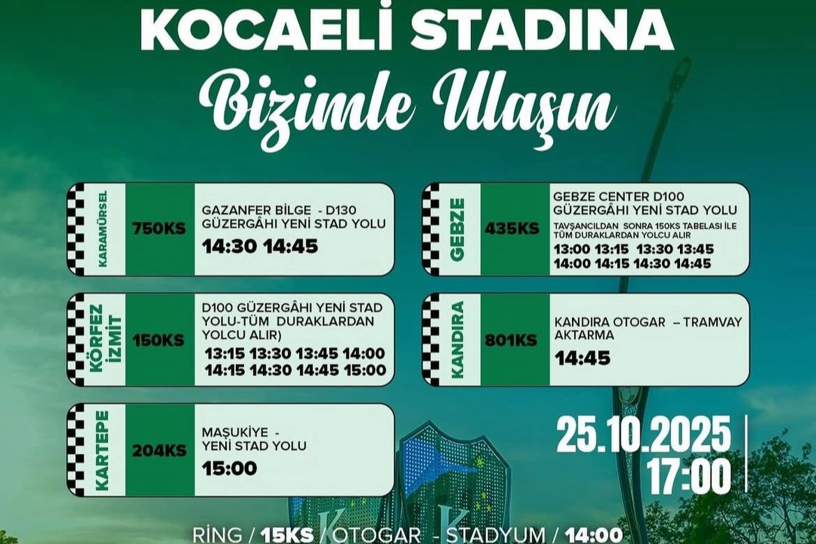 Kocaeli Büyükşehir Belediyesi, Kocaelispor-Alanyaspor maçına taraftarların hızlı, güvenli ve konforlu