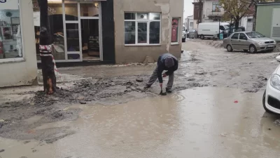 Edirne Keşan’da Yol ve altyapı çalışmaları süren Uğur Mumcu Caddesi,
